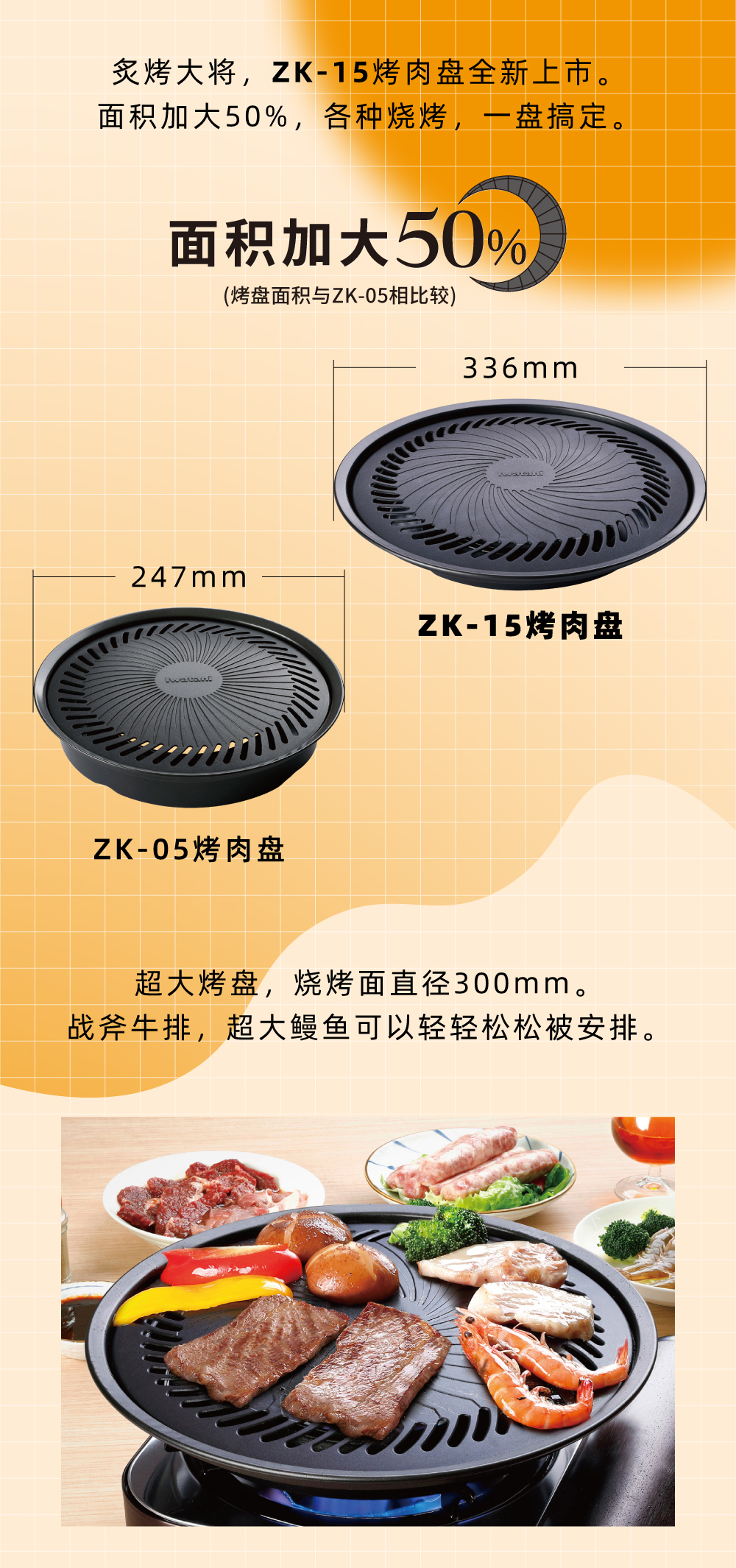 炙烤大將，zk-15全新上市。面積加大50%，各種燒烤，一盤搞定。